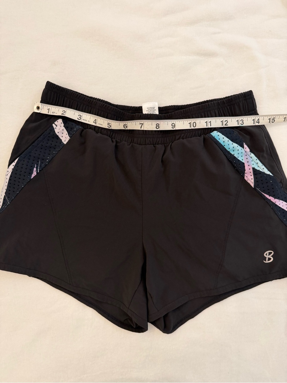 Sofibella Black Women's Active Tennis Shorts side Panel accents in Pastel color - Picture 3 of 7